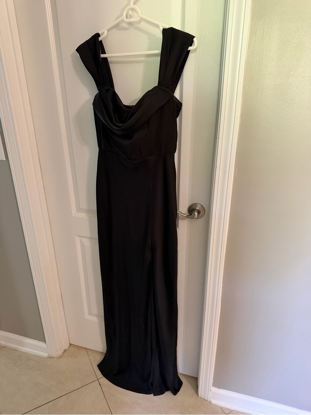 Classic Black Draped Maxi Dress - Women's Formal Gown